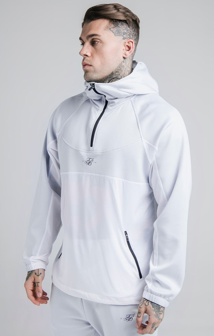 SikSilk Tranquil Quarter Zip Vent Hoodie - Light Blue & White