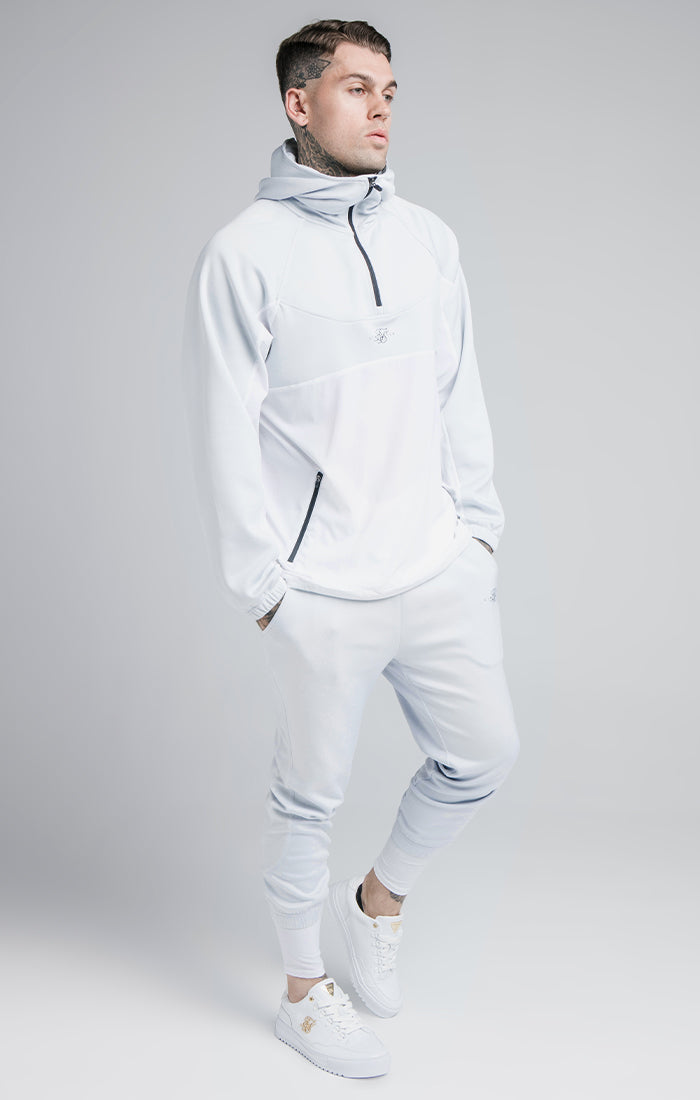 SikSilk Tranquil Quarter Zip Vent Hoodie - Light Blue & White (1)