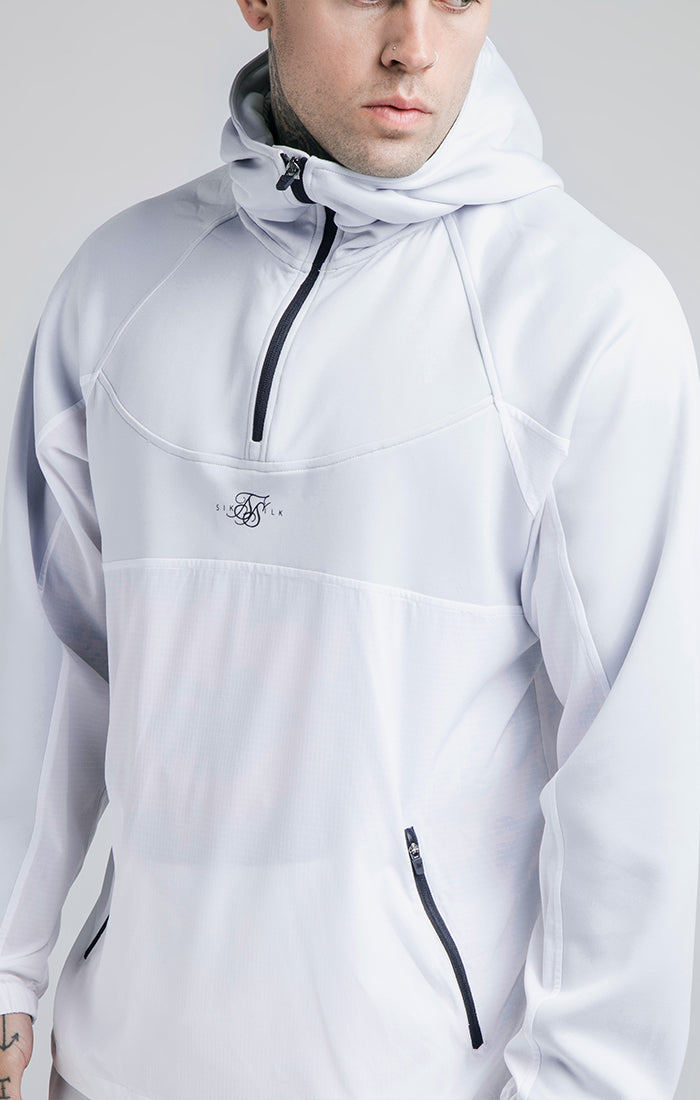 SikSilk Tranquil Quarter Zip Vent Hoodie - Light Blue & White (2)