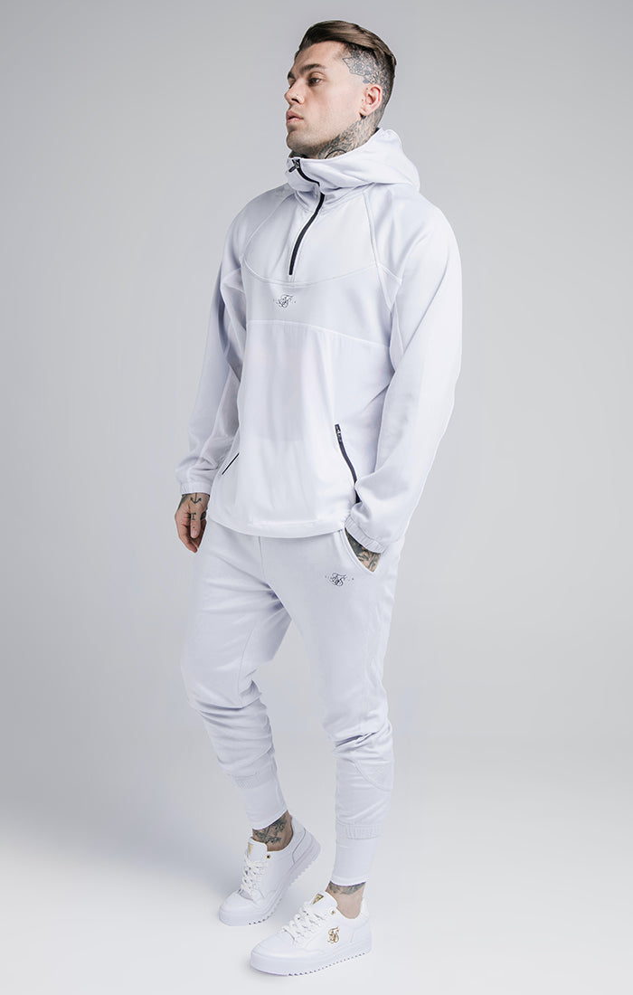 SikSilk Tranquil Quarter Zip Vent Hoodie - Light Blue & White (3)