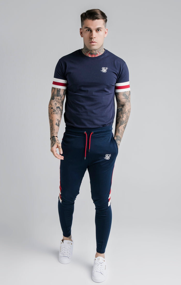 SikSilk S/S Retro Tournament Tee - Navy,Red & Off White (2)