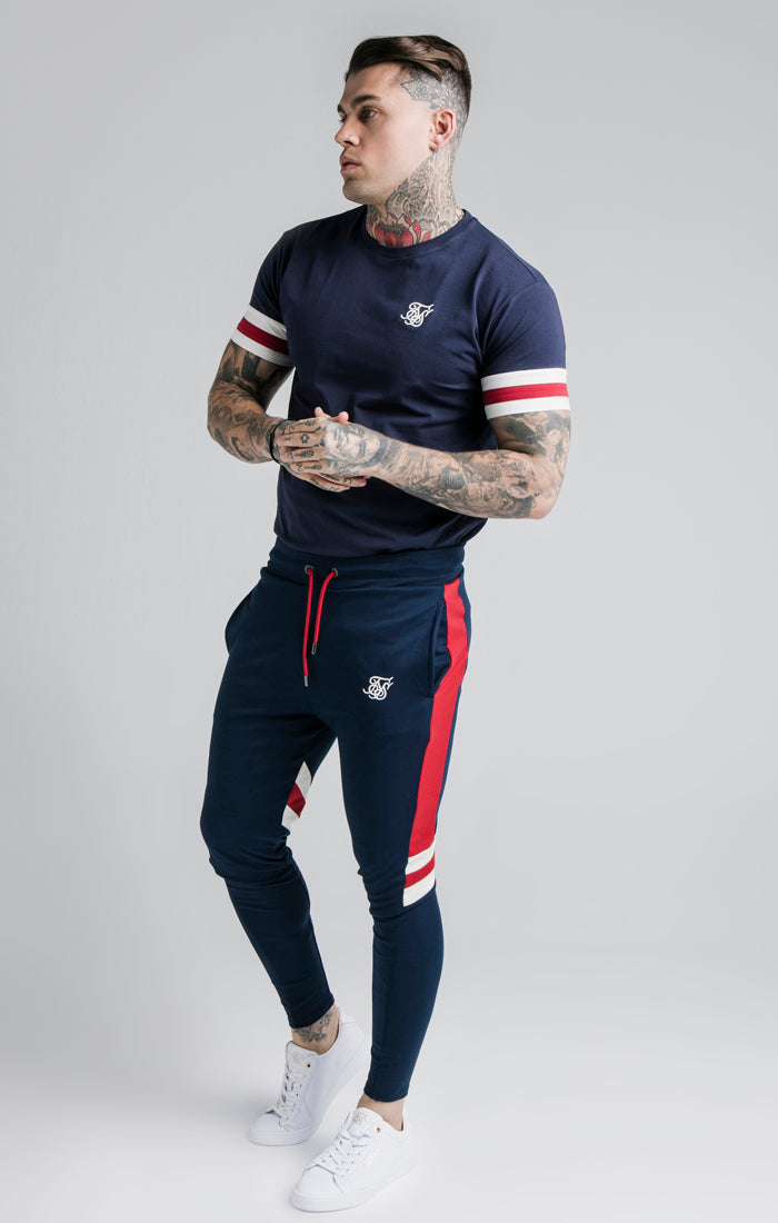 SikSilk S/S Retro Tournament Tee - Navy,Red & Off White (3)