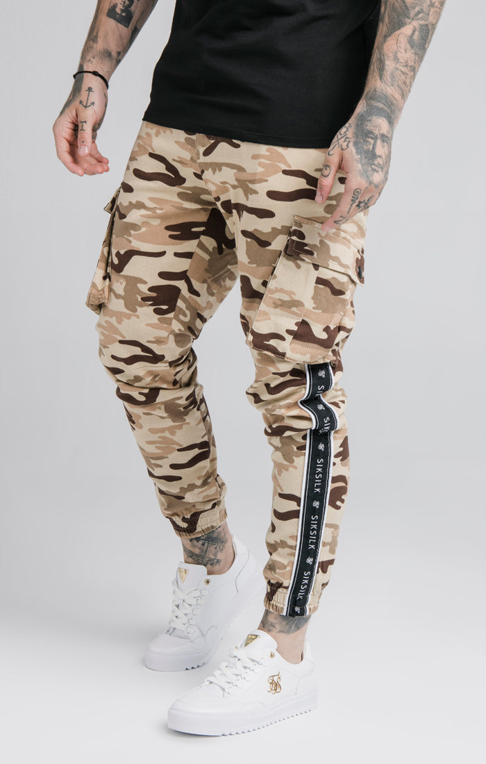 SikSilk Fitted Taped Cargo Pant - Desert Camo