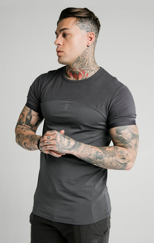 SikSilk Cut & Sew Gym Tee – Washed Grey
