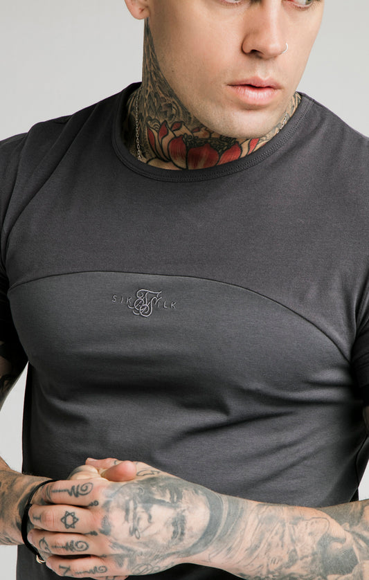 SikSilk Cut & Sew Gym Tee – Washed Grey