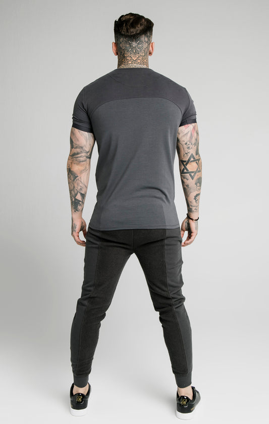 SikSilk Cut & Sew Gym Tee – Washed Grey