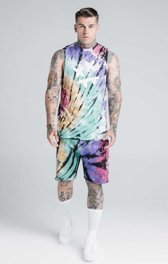 SikSilk X Steve Aoki Relaxed Shorts - Rainbow Ink Tie Dye (3)