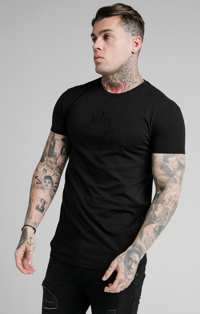 Load image into Gallery viewer, SikSilk Prestige Embroidery Gym Tee - Black
