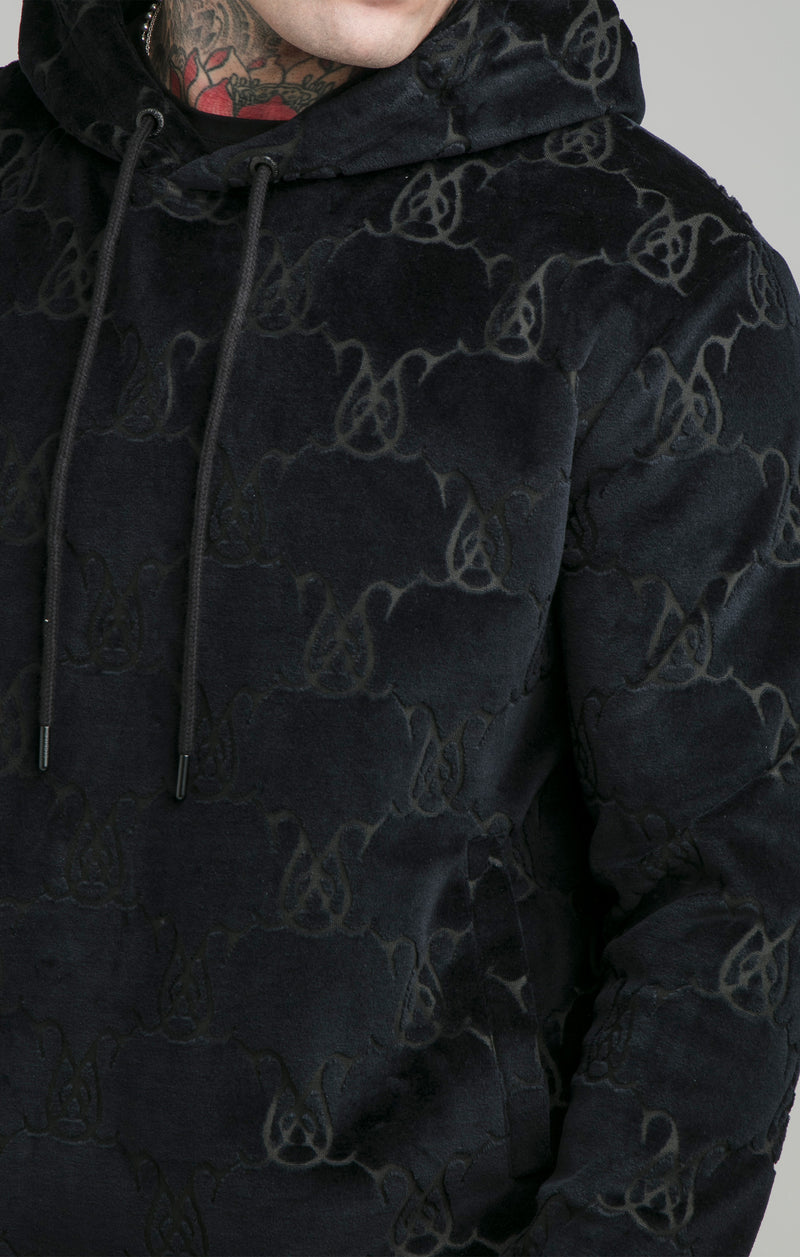 Black Devore Velvet Overhead Hoodie (1)