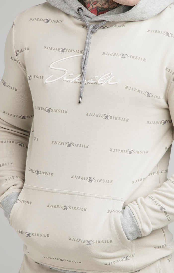 Beige Reflect Print Overhead Hoodie (1)