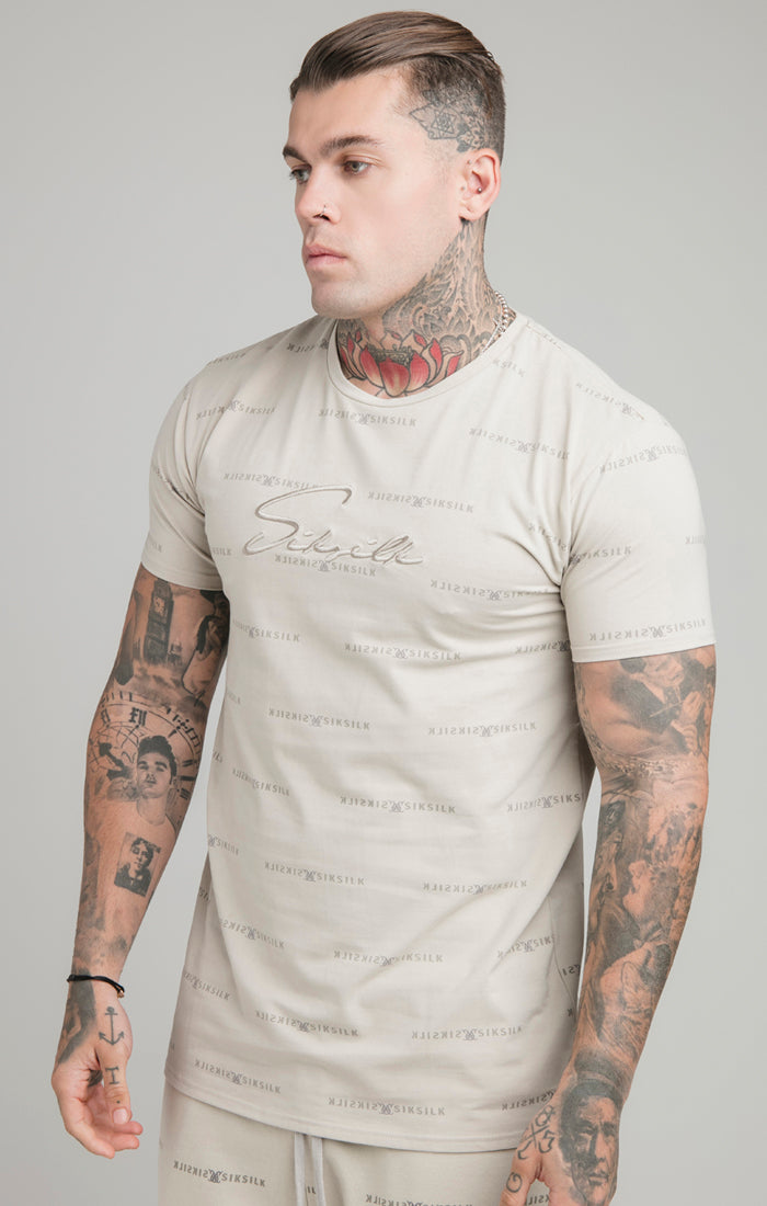 Beige Print Box T-Shirt