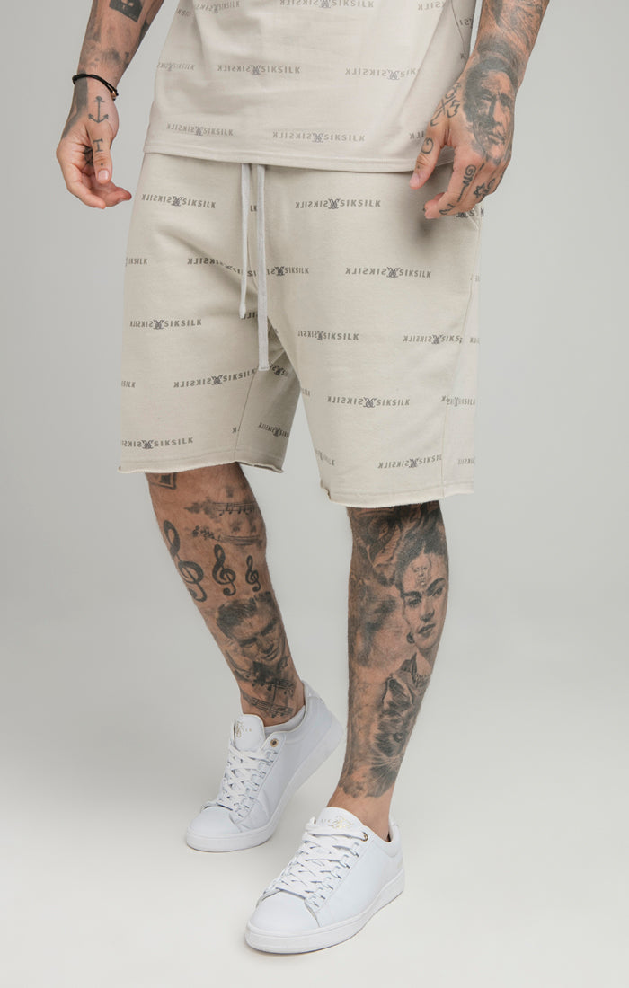 Beige Reflect Print Short