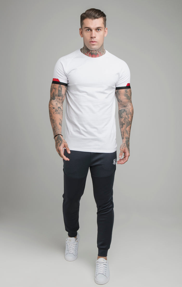 White Patterned Elastic Cuff T-Shirt (2)