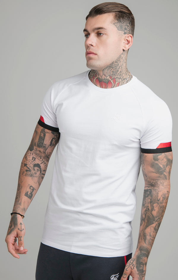 White Patterned Elastic Cuff T-Shirt