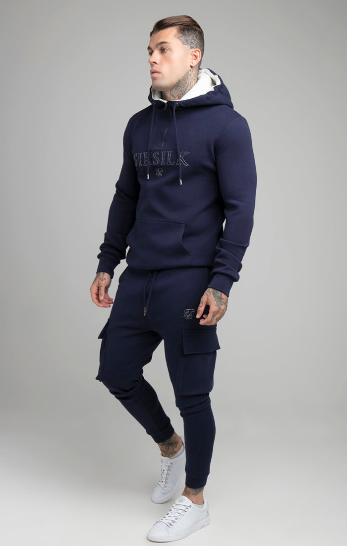 Navy Borg Quarter Zip Hoodie