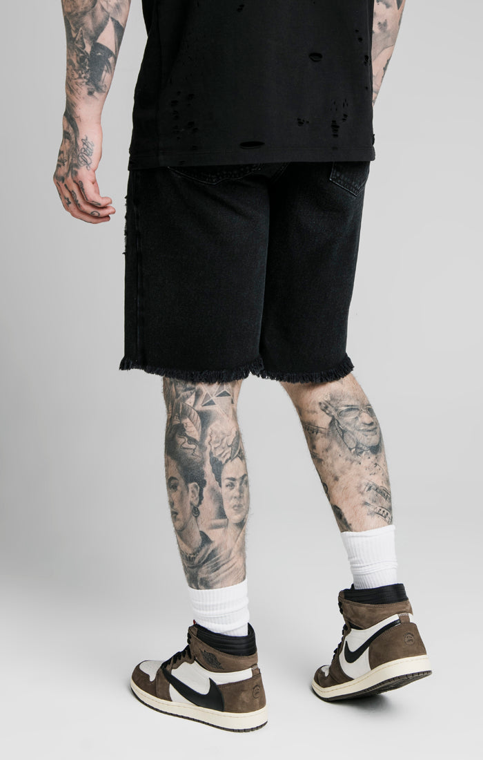 Black Floral Relaxed Denim Short (1)