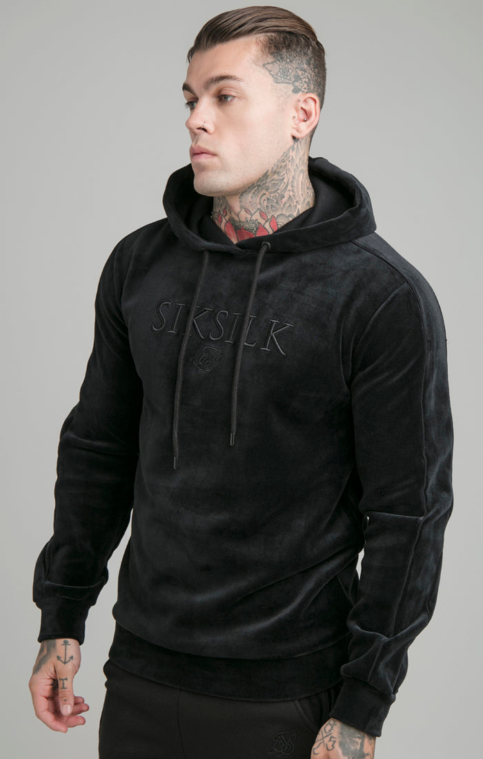 Black Opulent Paneled Overhead Hoodie