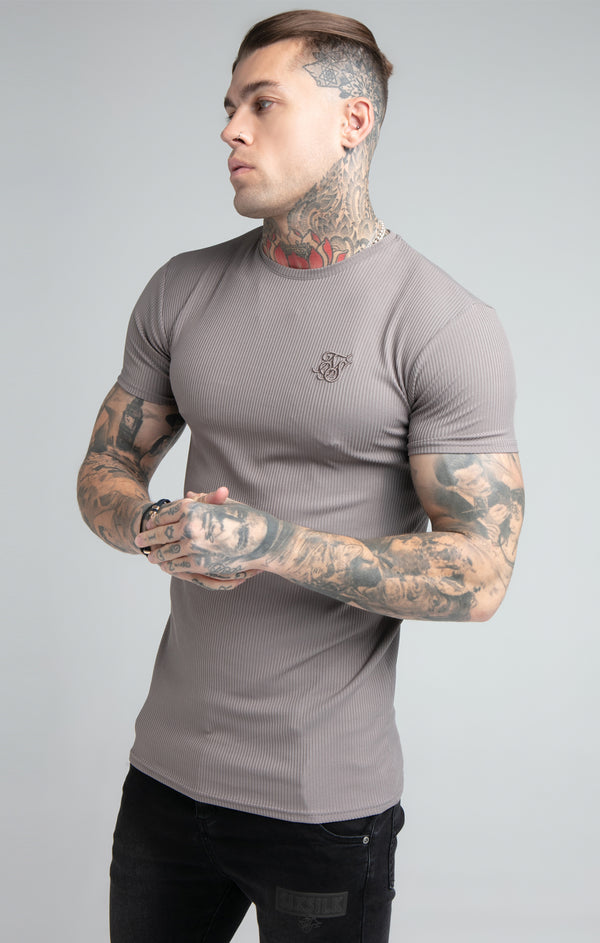 Grey Rib Raglan Muscle Fit T-Shirt