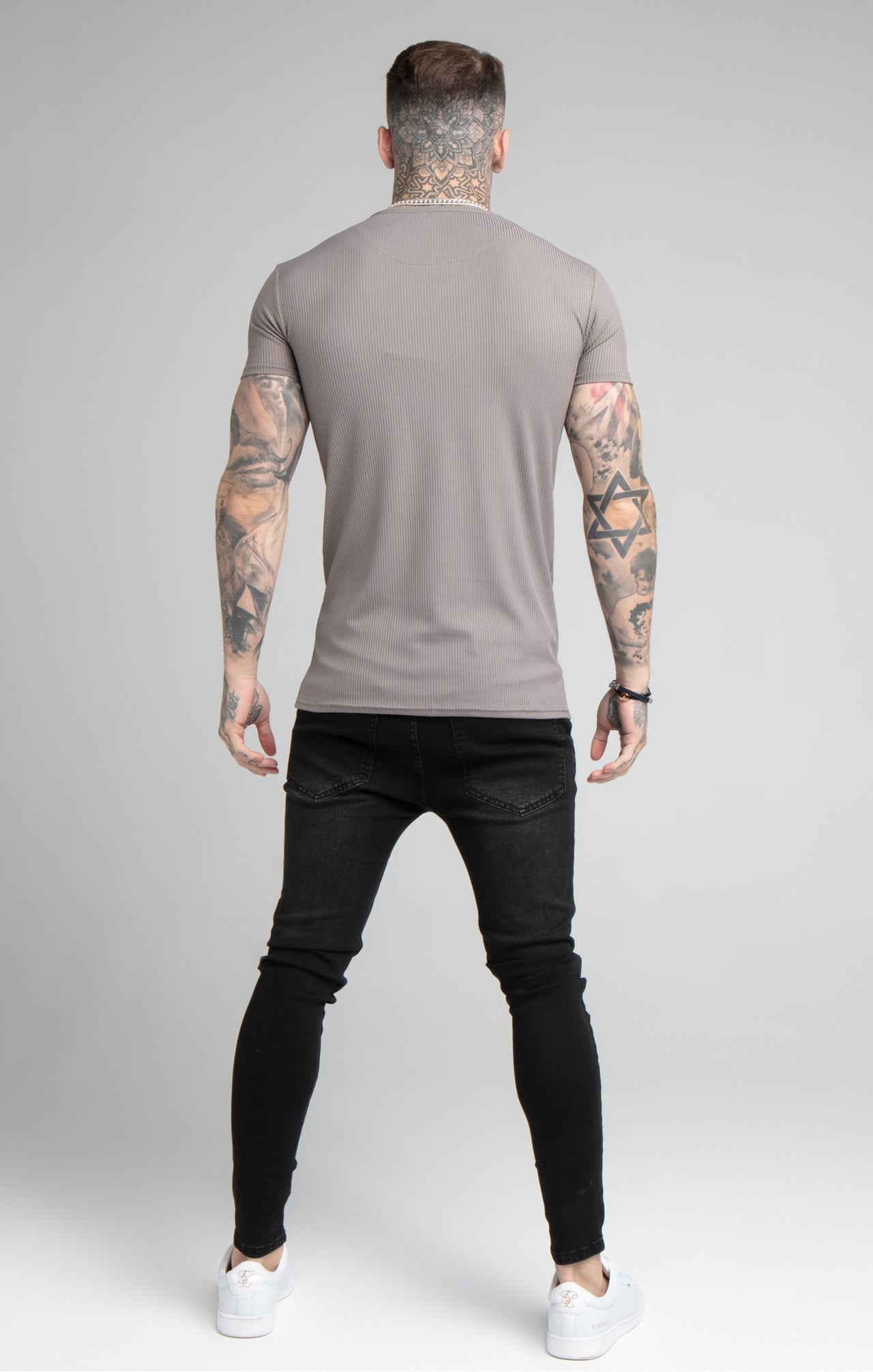 Grey Rib Raglan Muscle Fit T-Shirt (4)