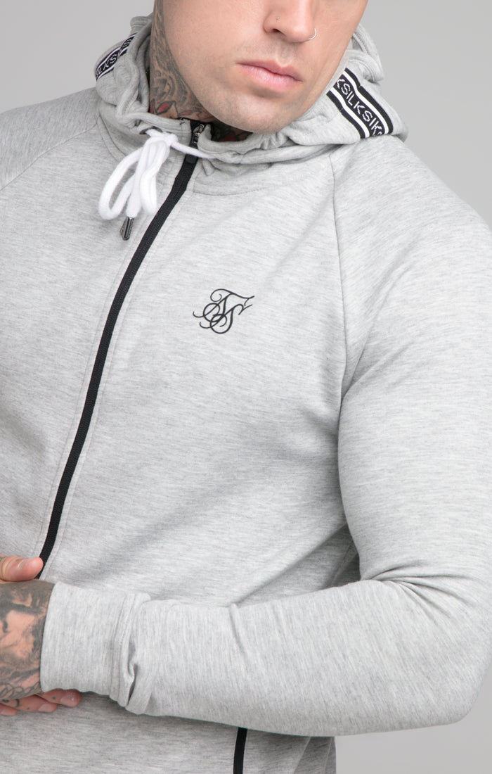 Grey Marl Tape Detail Zip-Thru Track Top (1)