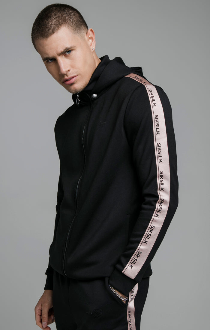 Black Dynamic Zip Through Hoodie