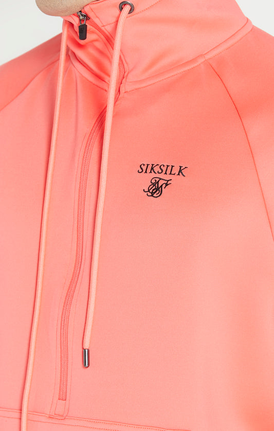 Pink Half Zip Funnel Neck Hoodie