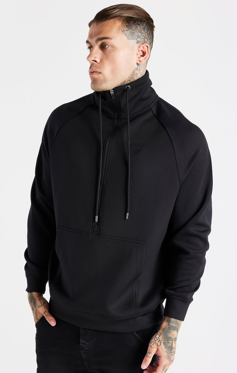 Black Half Zip Funnel Neck