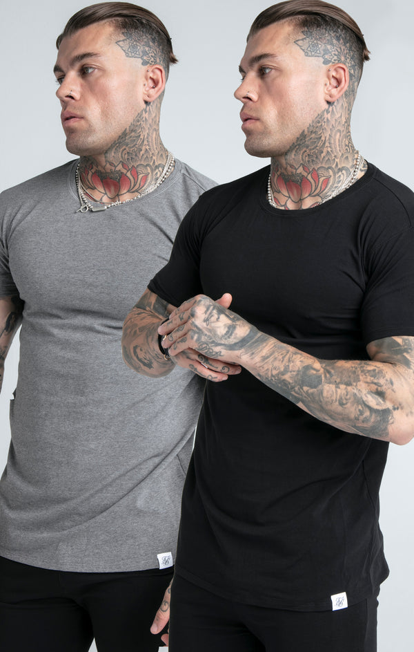Black And Grey Marl T-Shirt (Pack Of 2)