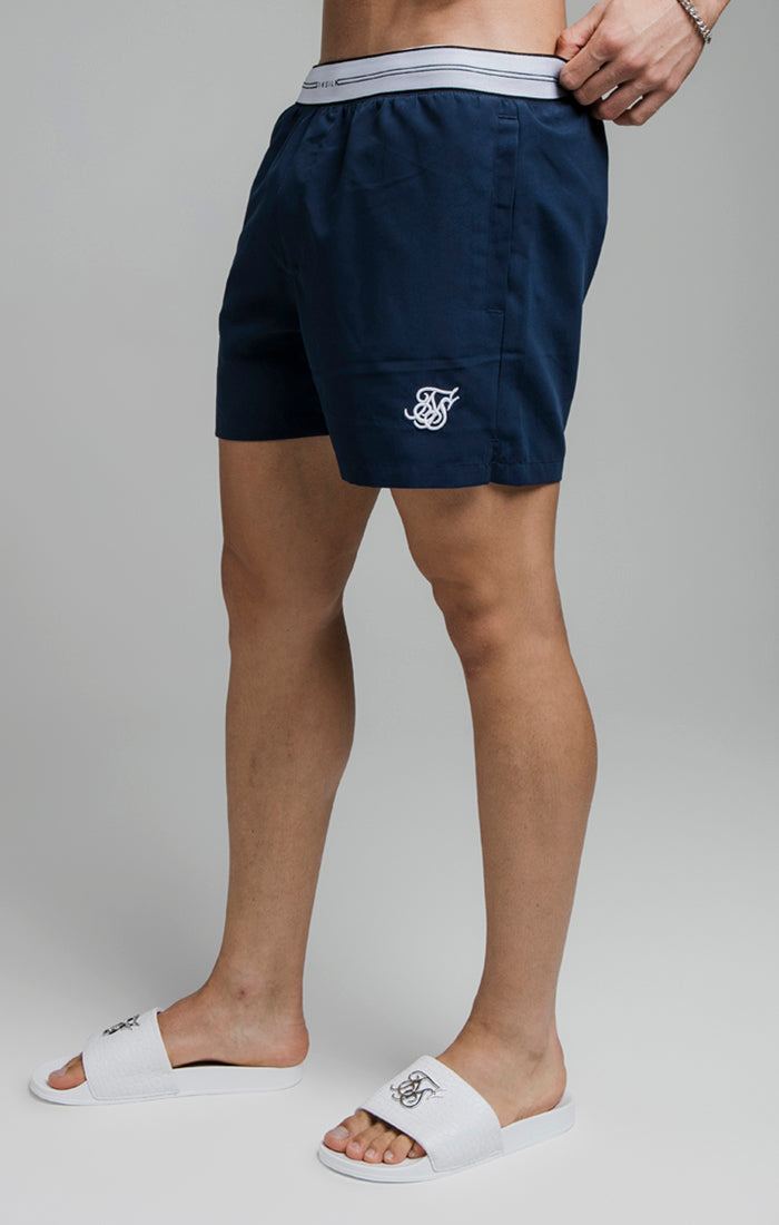 Load image into Gallery viewer, Navy Tape Swim Short