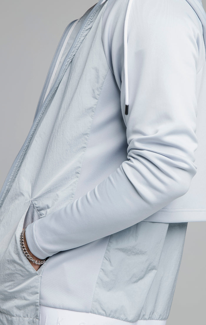 Blue Adapt Crushed Nylon Zip Through Hoodie (1)