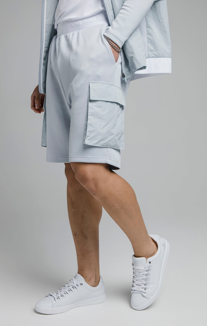 Blue Crushed Nylon Cargo Short