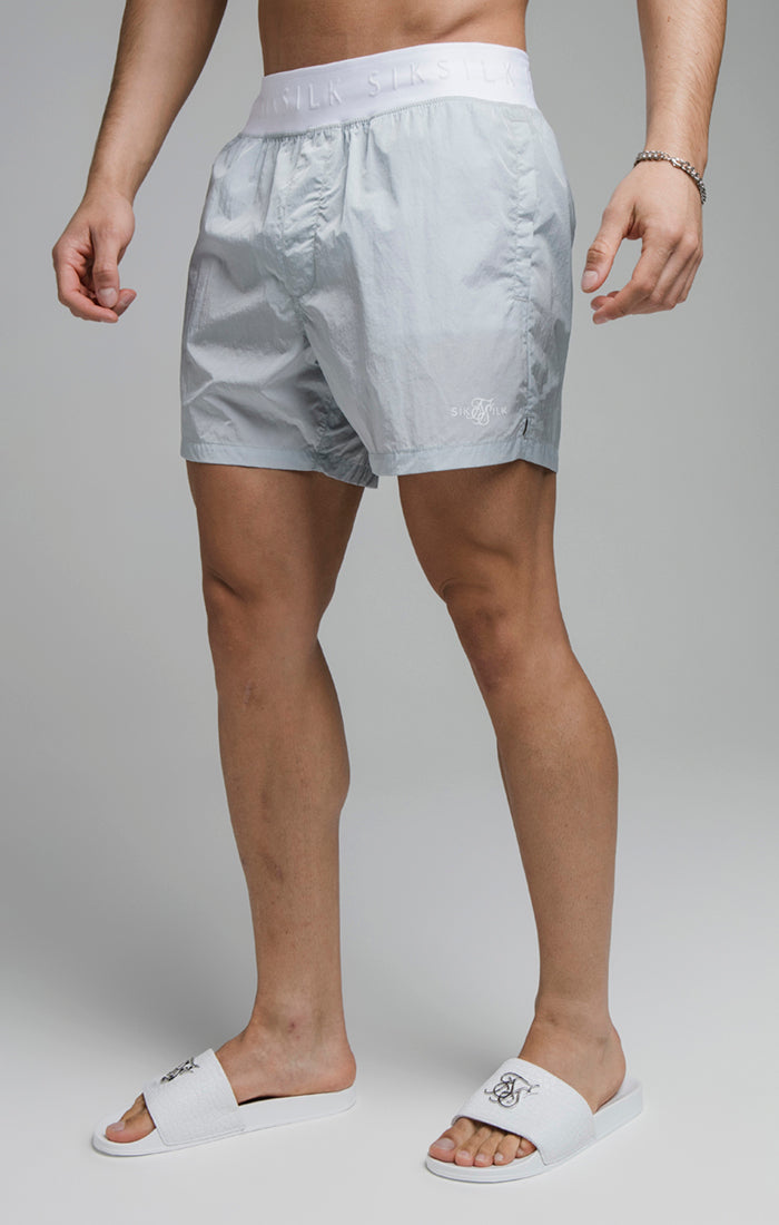 Blue Crushed Nylon Swim Short