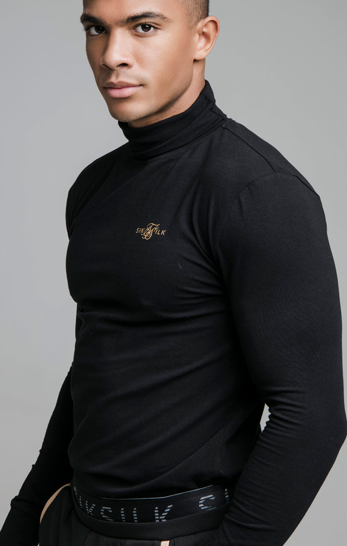 Black Long Sleeve Sport Turtleneck Top (1)
