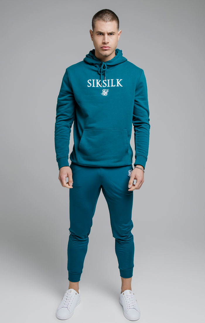 SikSilk Overhead Embroidery Hoodie - Teal & White (1)