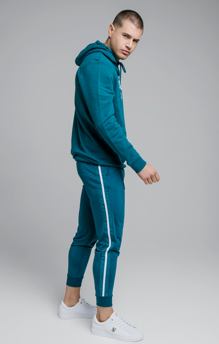 SikSilk Overhead Embroidery Hoodie - Teal & White (2)