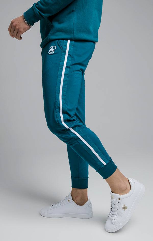 SikSilk Inset Fade Panel Cuffed Trousers - Teal & White