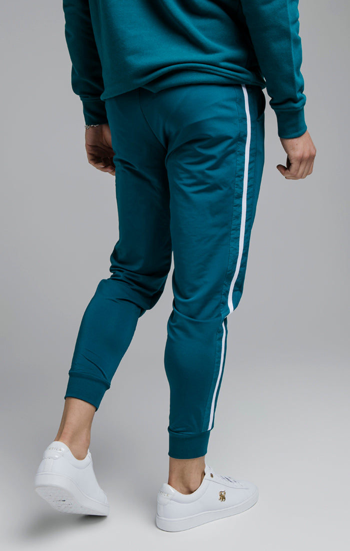 SikSilk Inset Fade Panel Cuffed Trousers - Teal & White (2)