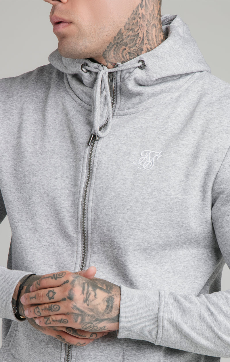 Grey Essential Zip Through Funnel Neck Hoodie (1)