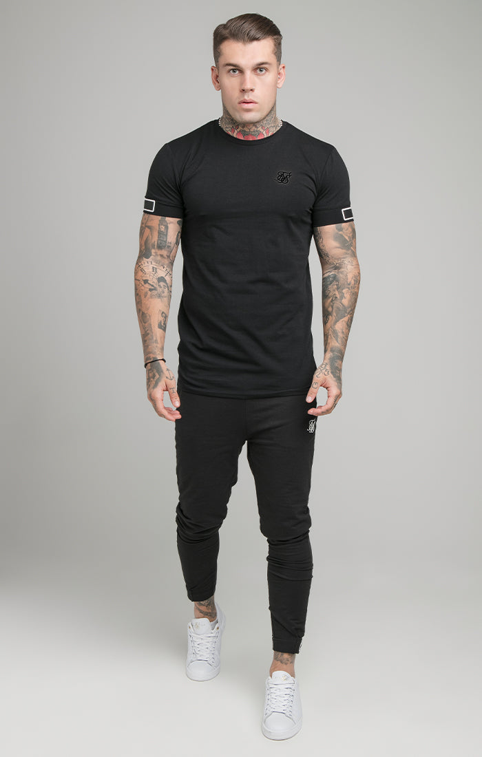 Black Short Sleeve Cuff Muscle Fit T-Shirt (4)