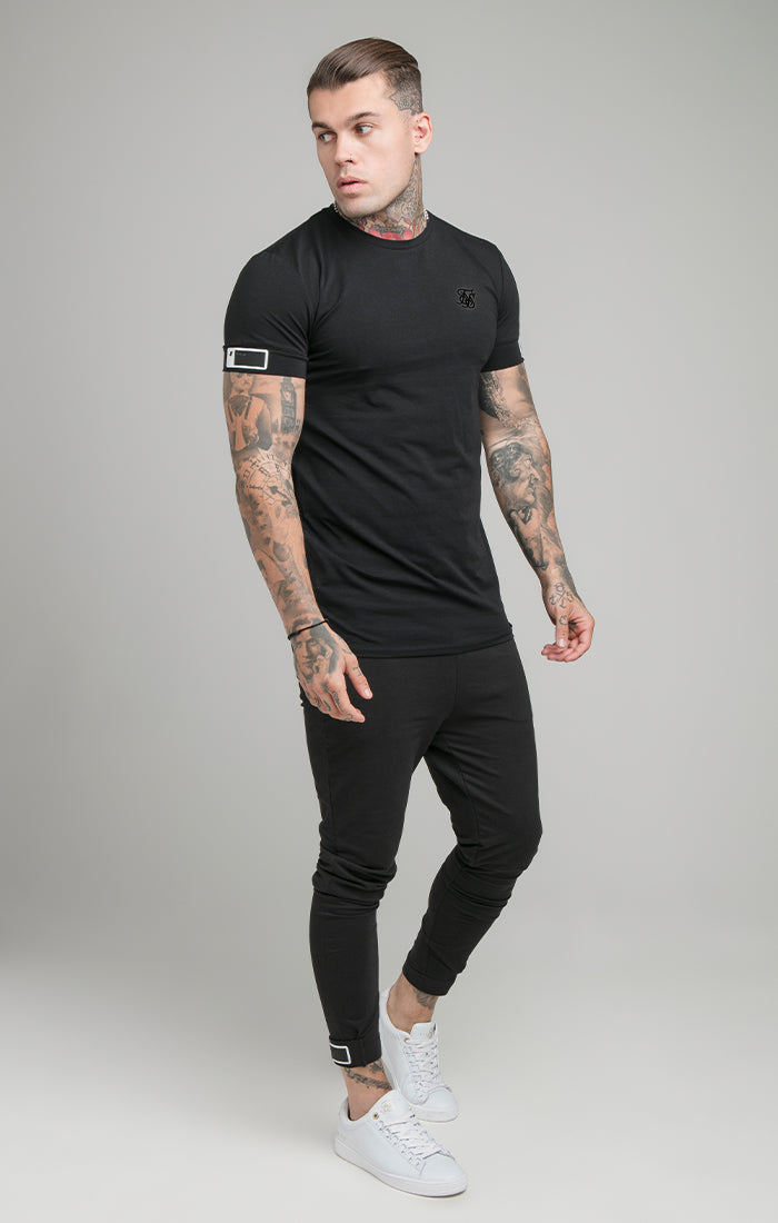 Black Short Sleeve Cuff Muscle Fit T-Shirt (3)