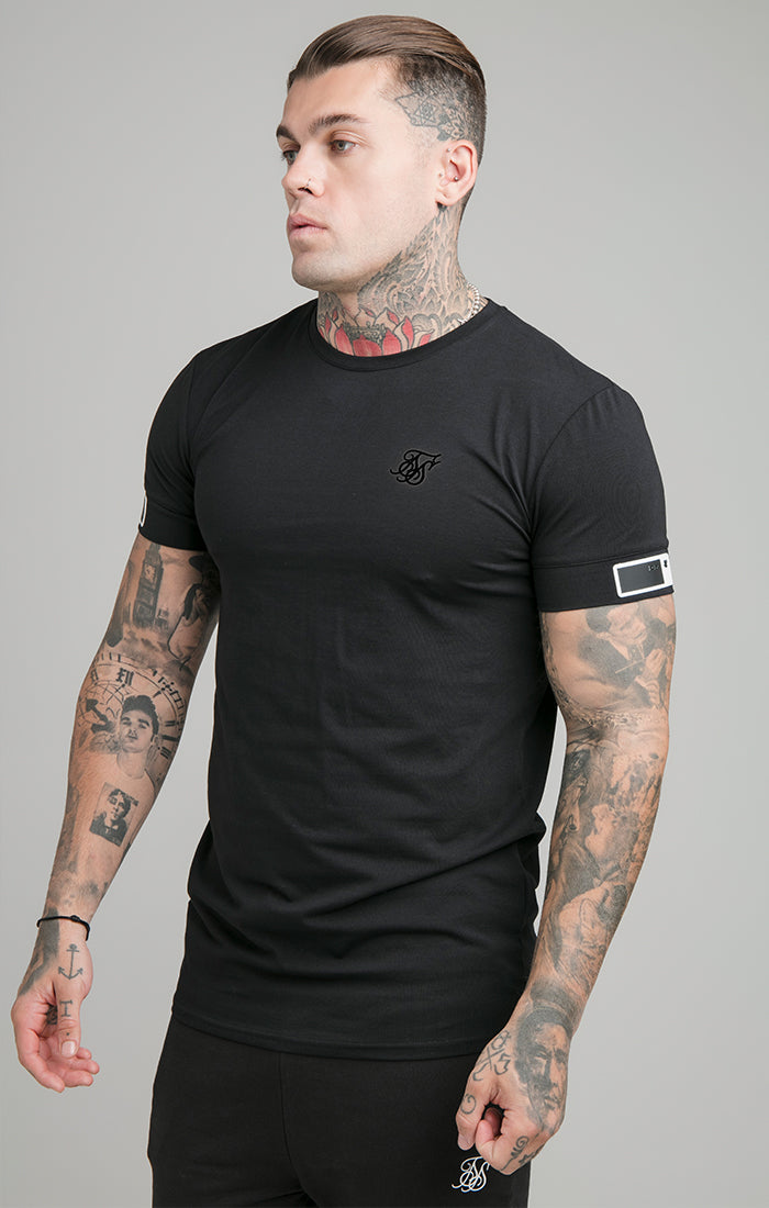 Black Short Sleeve Cuff Muscle Fit T-Shirt