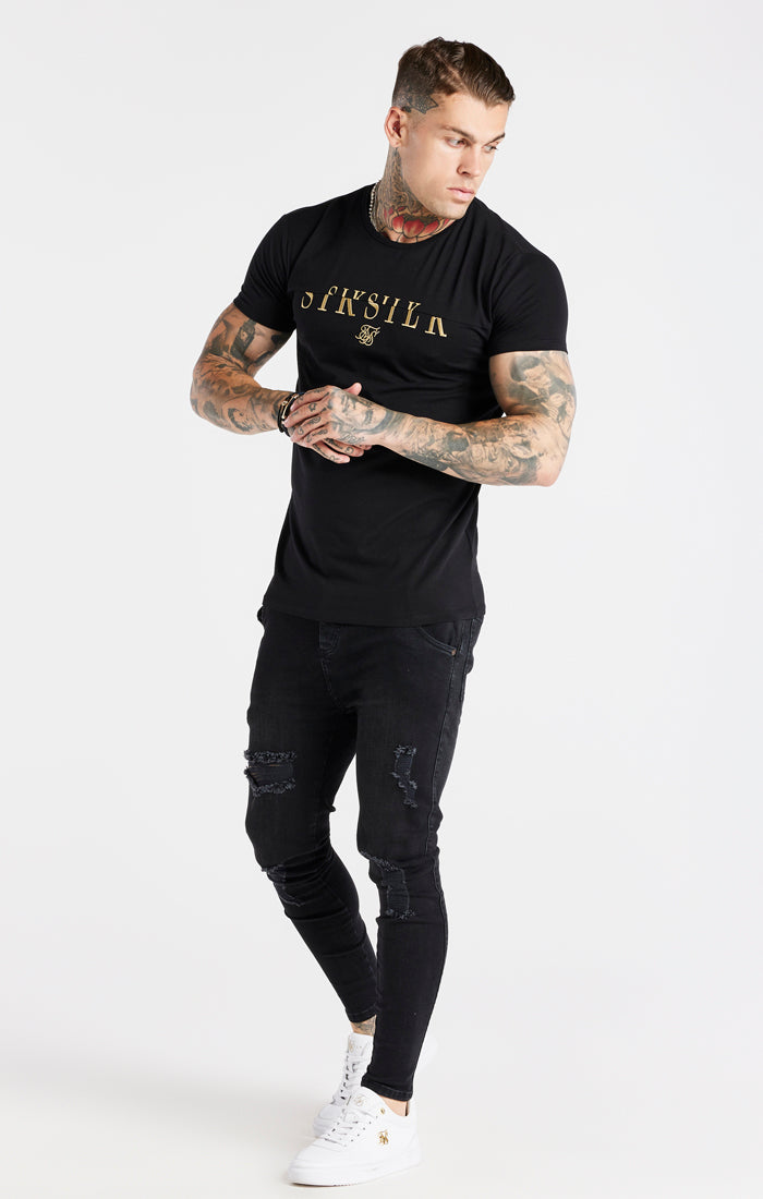 Black Gold Print Muscle Fit T-Shirt (2)
