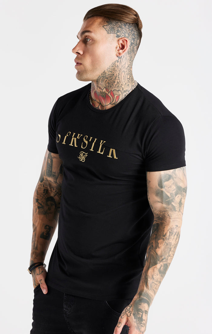 Black Gold Print Muscle Fit T-Shirt (4)