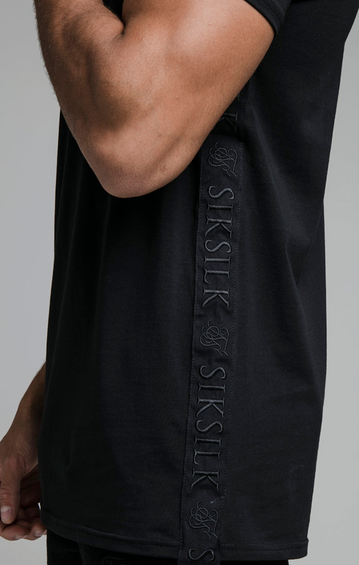 Black Embroidered Tape Muscle Fit T-Shirt (1)