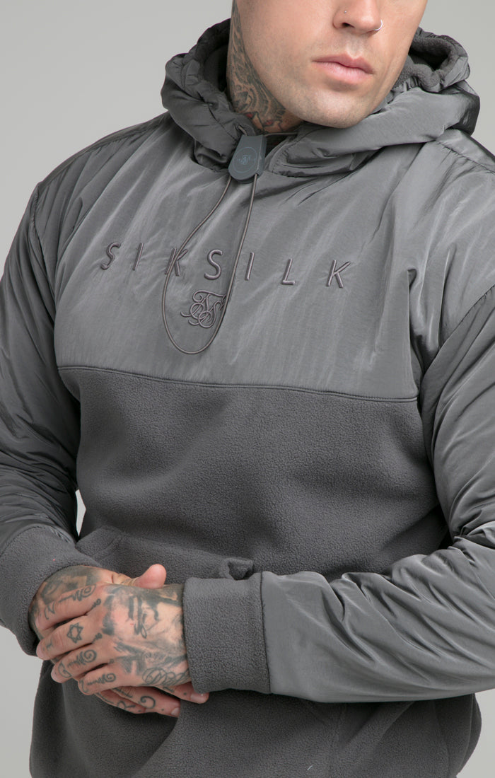Grey Hybrid Pro Overhead Hoodie (1)