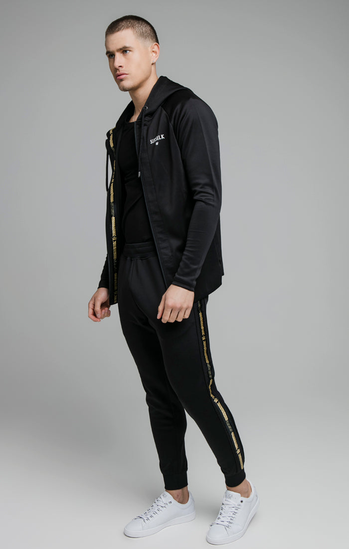 Black Inset Crown Zip Through Hoodie (1)