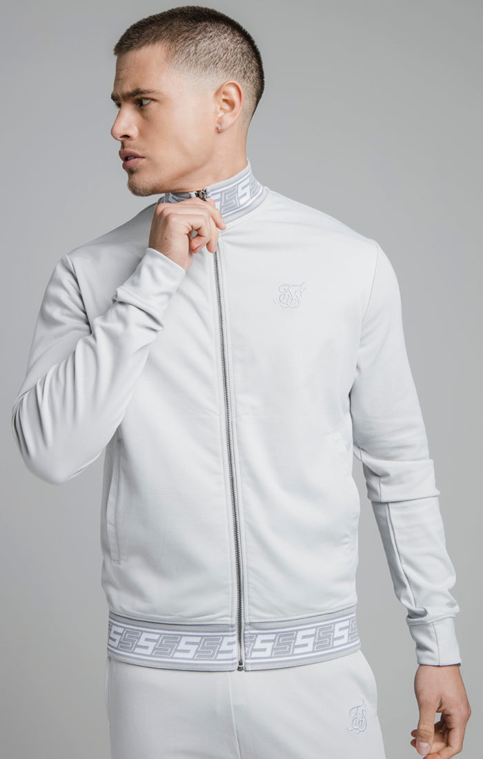 Grey Jacquard Retro Zip Through
