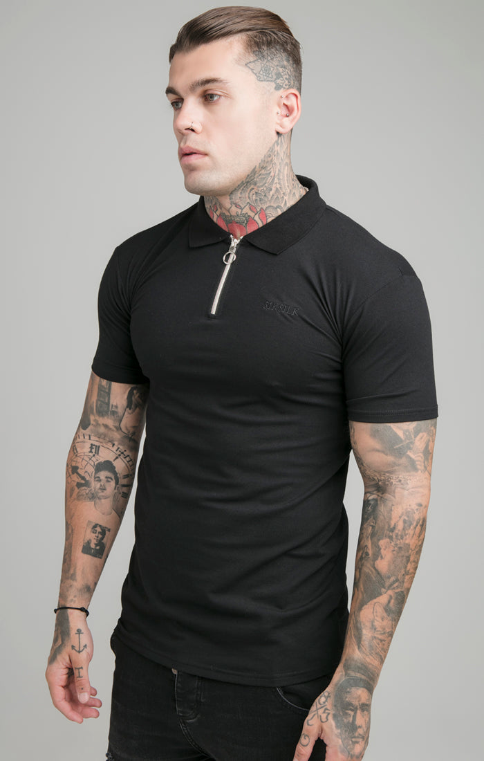 Black Opulent Zip Polo Shirt