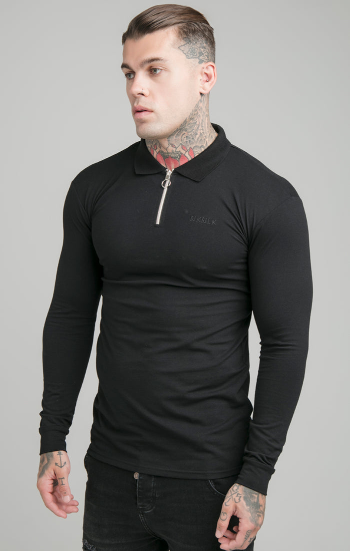 Black Opulent Zip Polo Shirt