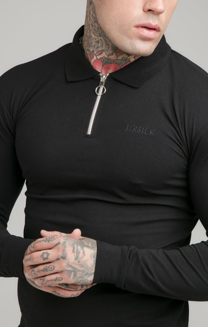 Black Opulent Zip Polo Shirt (1)